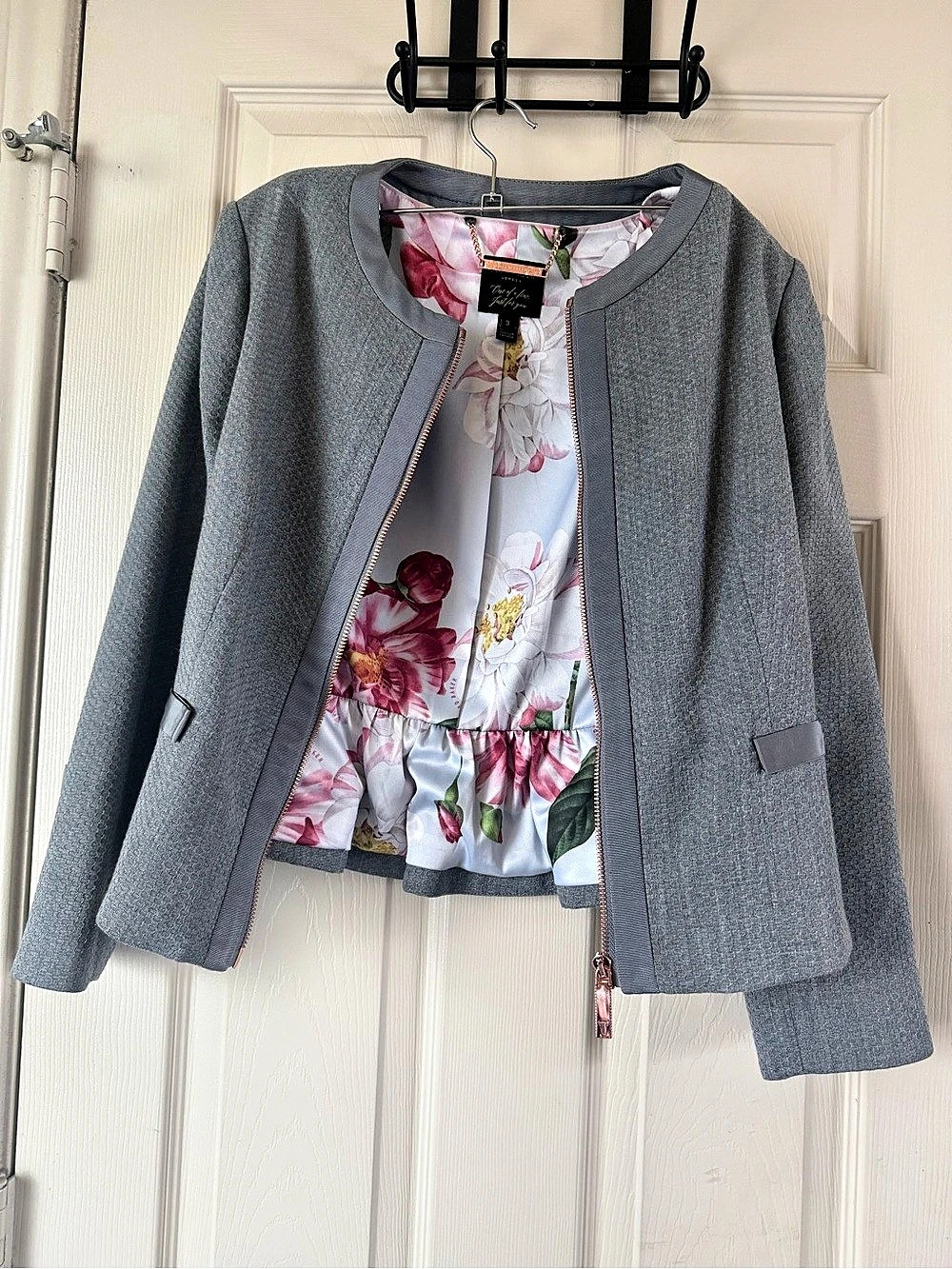 Ted Baker London Bow Zip Up Crop Jacket